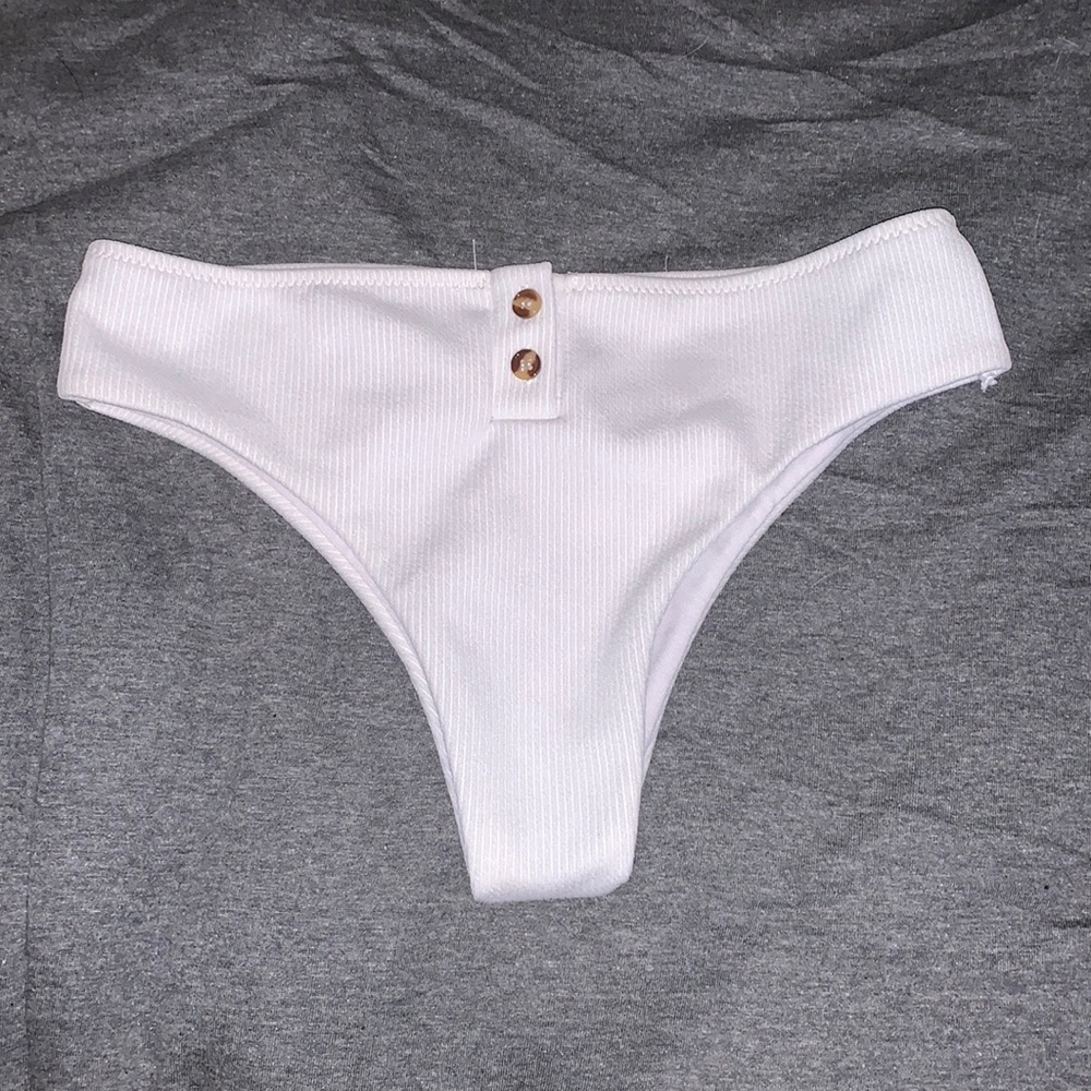 White Buttoned Swim Bottom